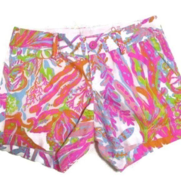 Lilly Pulitzer Callahan Pink Orange Shorts 0 XS